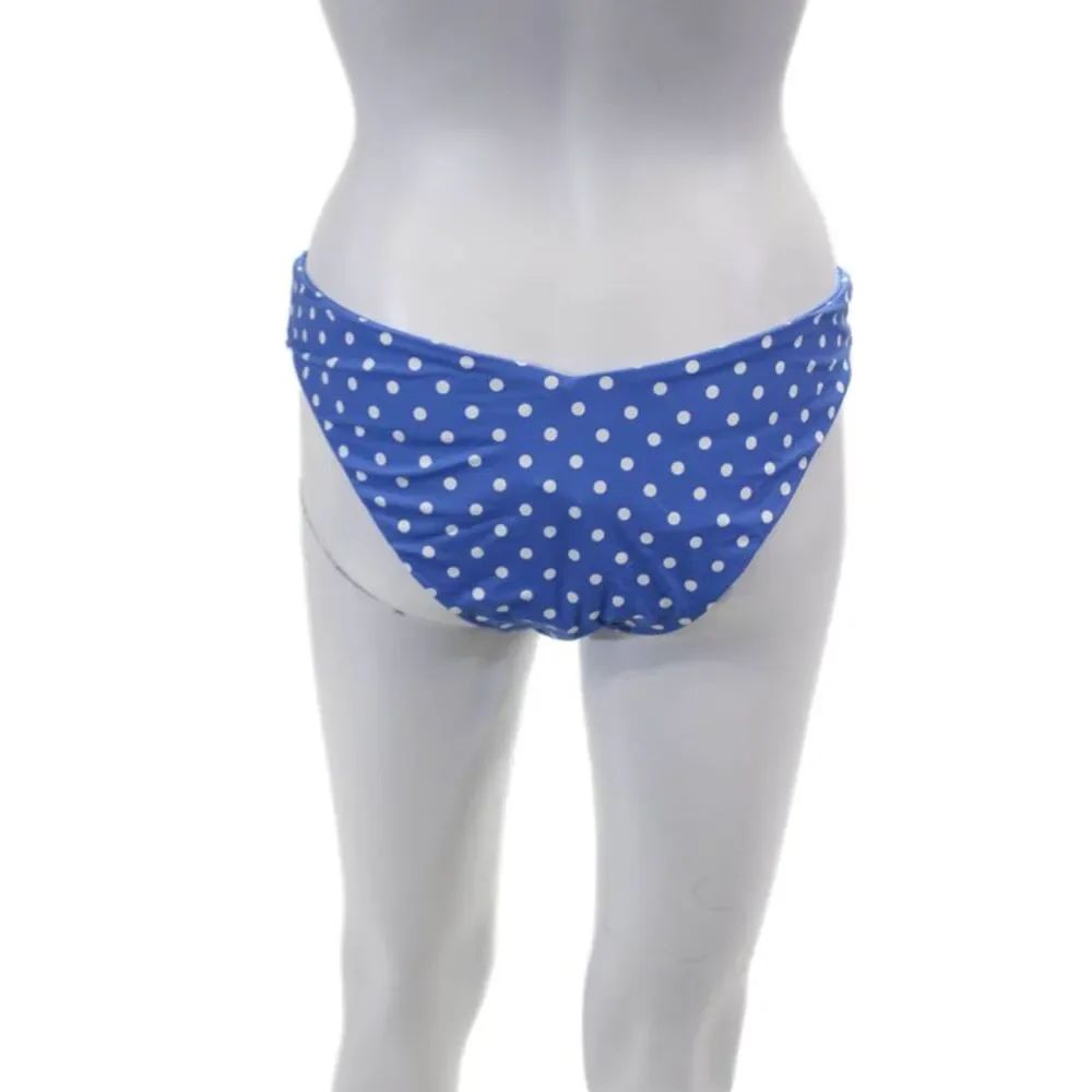 ONIA Womens Cheeky Polka Dot Dalilah Bikini Bottoms Blue White Size Large